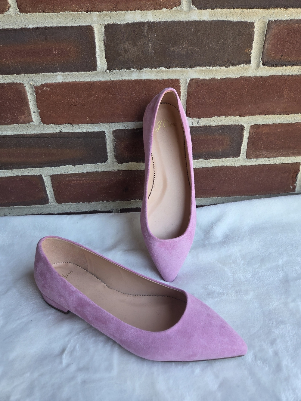 J.Crew Pink Suede Pointed Toe Ballet Flats Women's Size 5